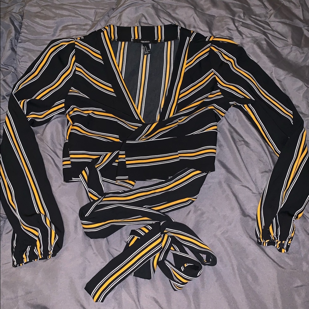 Long sleeve waist wrap blouse